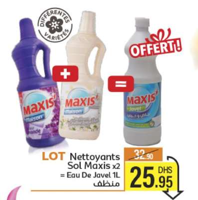 LOT Nettoyants Sol Maxis x2 = Eau De Javel 1L