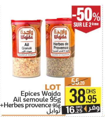 Epices Wajda Ail semoule 95g + Herbes provence 95g