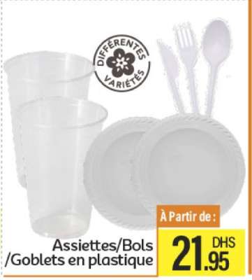 Assiettes/Bols/Goblets en plastique
