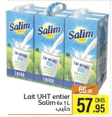 Lait UHT entier Salim 6x1L