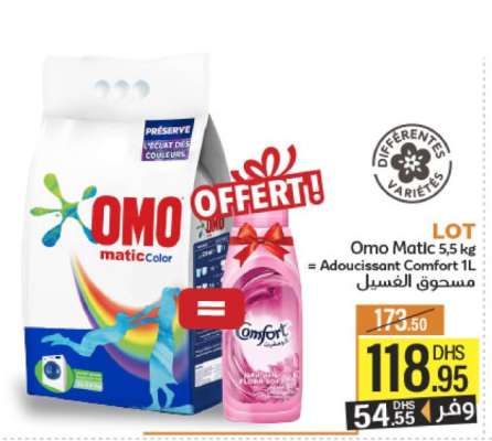 LOT Omo Matic 5,5 kg = Adoucissant Comfort 1L