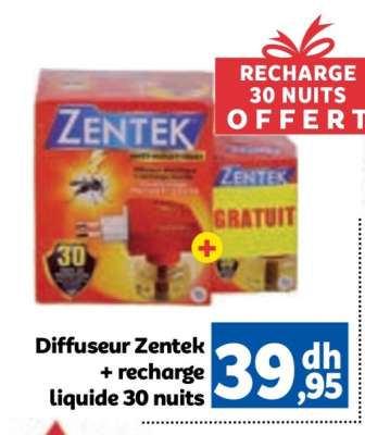 Diffuseur Zentek + recharge liquide 30 nuits