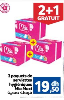 3 paquets de serviettes hygiéniques Mia Maxi
