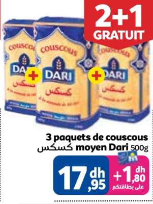 3 paquets de couscous moyen Dari 500g