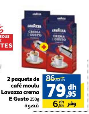 2 paquets de café moulu Lavazza crema E Gusto 250g