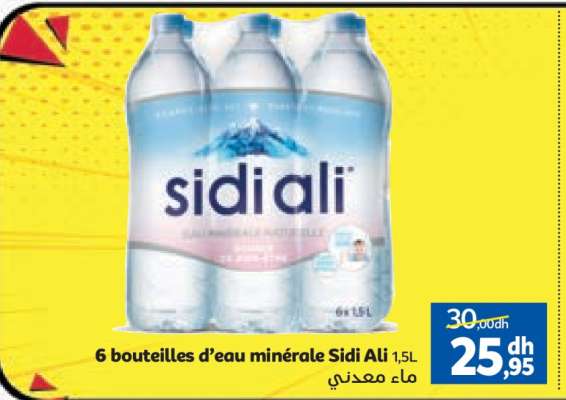 6 bouteilles d'eau minérale Sidi Ali 1,5L