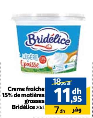 Creme fraiche 15% de matières grasses Bridélice 20cl