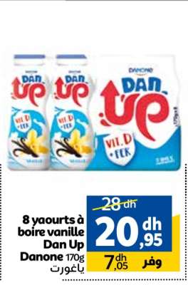 8 yaourts à boire vanille Dan Up Danone 170g