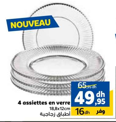 4 assiettes en verre