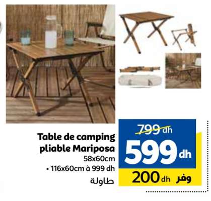 Table de camping pliable Mariposa