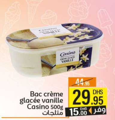 Bac crème glacée vanille Casino 500g