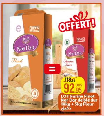 LOT Farine Finot Nor Dar de blé dur 10kg + 5kg Fleur