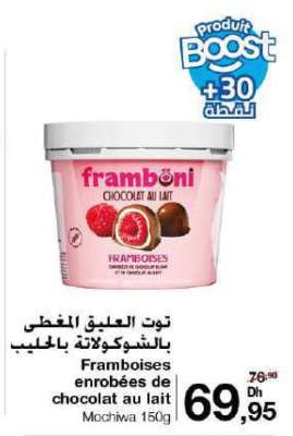 Framboises enrobées de chocolat au lait
