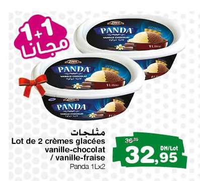 Lot de 2 crèmes glacées vanille-chocolat / vanille-fraise