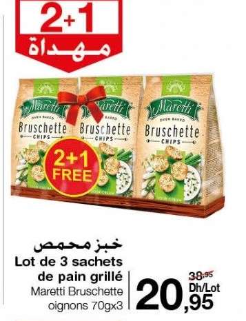 Lot de 3 sachets de pain grillé Maretti Bruschette oignons 70gx3