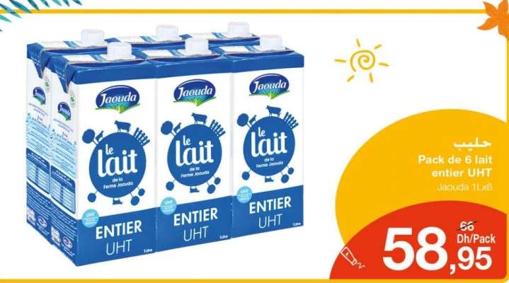 Pack de 6 lait entier UHT