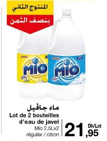 Lot de 2 bouteilles d’eau de javel Mio