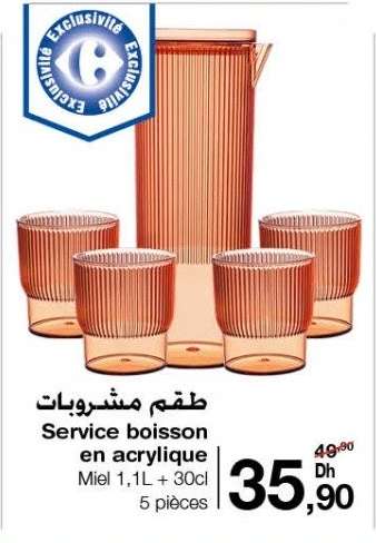 Service boisson en acrylique