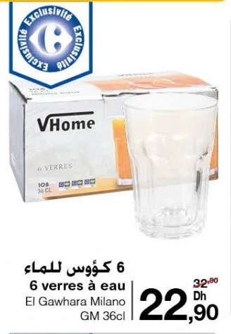 6 verres à eau