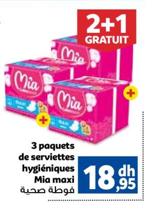 3 paquets de serviettes hygiéniques Mia Maxi