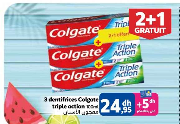 3 dentifrices Colgate triple action 100ml