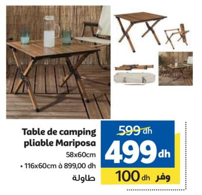 Table de camping pliable Mariposa
