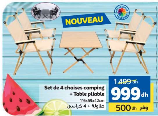 Set de 4 chaises camping + Table pliable