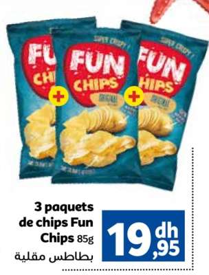 3 paquets de chips Fun Chips 85g