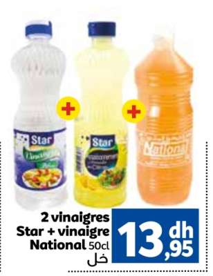 2 vinaigres Star + vinaigre National 50cl