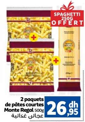 2 paquets de pâtes courtes Monte Regal 500g