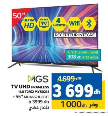 TV UHD FRAMELESS 50”